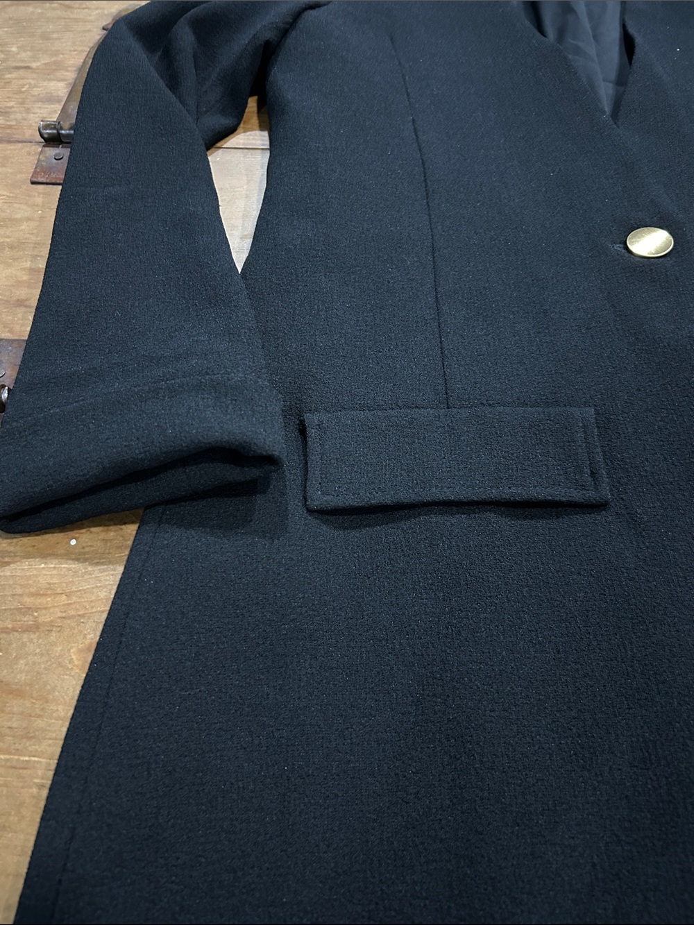 Backstage Black Longline Blazer Coat Women’s Size XS Gold Button - Picture 3 of 8